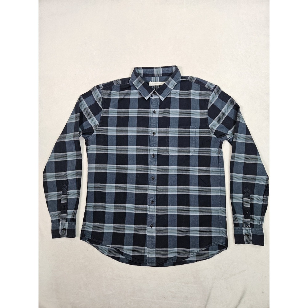 Outerknown Men's Large Blue‎ Plaid Checkered Button-up Shirt 100% Organic Cotton